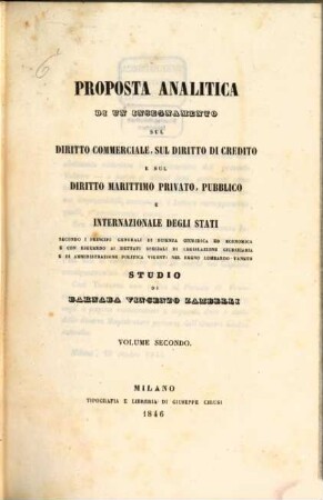 Proposta analitica di un insegnamento sul diritto commerciale, sul diritto di credito e sul diritto marittimo privato, pubblico e internazionale degli stati, 2