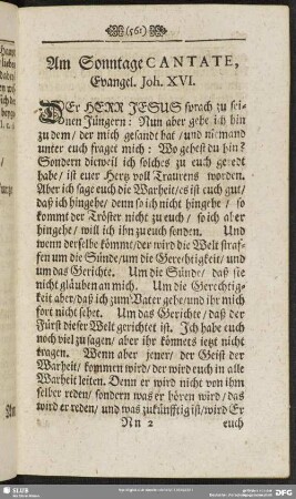 Am Sonntage Cantate, Evangel. Joh. XVI