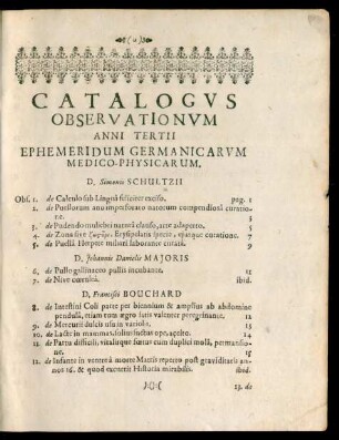 Catalogus Observationum ...