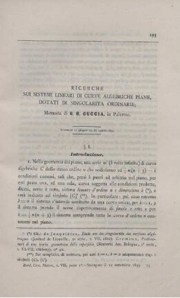 Ricerche sui sistemi lineari di curve algebriche piane, dotati di singolarita ordinarie.