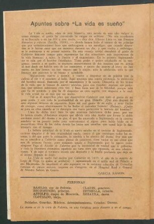 Apuntes sobre "La vida es sueño"