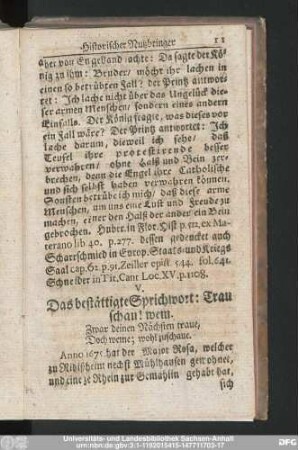 V. Das bestättigte Sprichwort: Trau schau! wem.