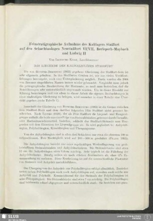 Feinstratigraphische Aufnahme des Kalilagers Staßfurt auf den Schachtanlagen Neustaßfurt VI/VII, Berlepsch-Maybach und Ludwig II