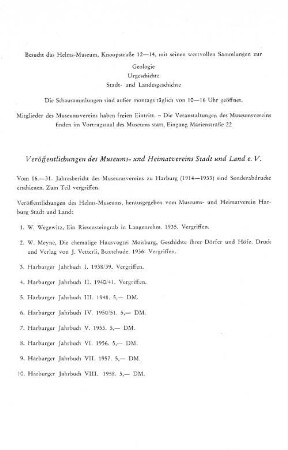 Veröffentlichungen des Museums- und Heimatvereins Stadt und Land e. V.