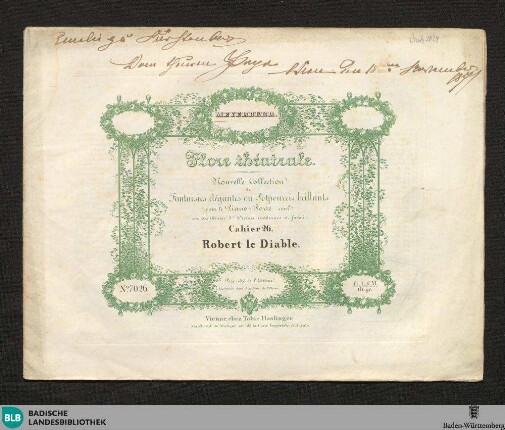 Fantaisie ou Potpourri sur des thèmes favoris de l'Opéra: Robert le Diable, musique de Meyerbeer