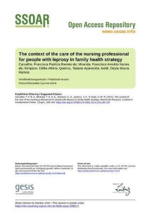 The context of the care of the nursing professional for people with leprosy in family health strategy