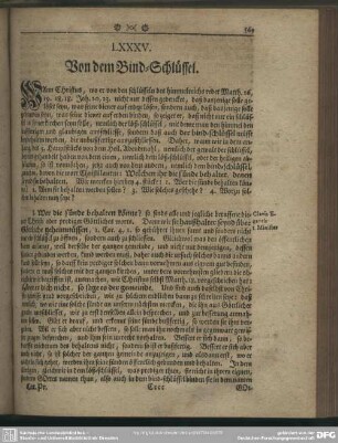 LXXXV. Von dem Bind-Schlüssel