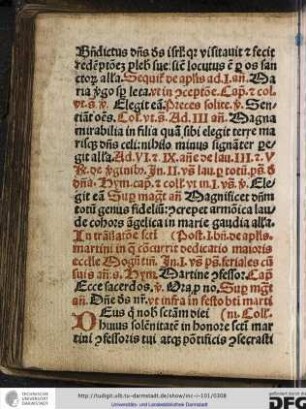 In translatione sancti Martini in qua occurrit dedicatio maioris ecclesie Moguntini in primis vesperis psalmi feriales cum suis antiphonis