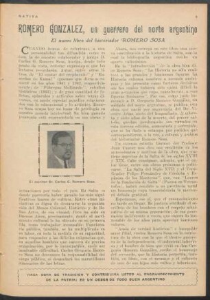 Romero González, un guerrero del norte argentino : El nuevo libro del historiador Romero Sosa
