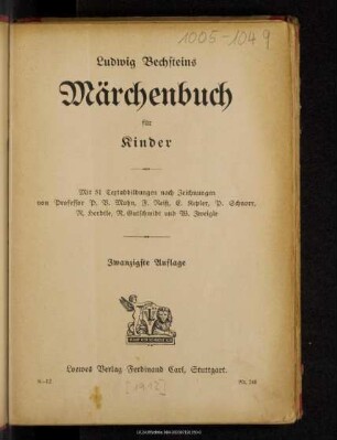 Ludwig Bechsteins Märchenbuch für Kinder