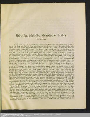 Ueber den Schädelbau domesticirter Tauben