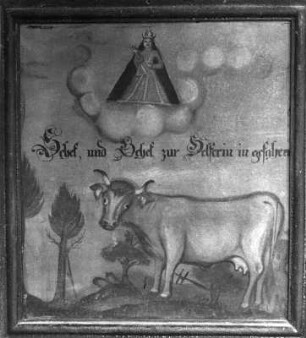 Votivbild mit Kuh : Votivbild mit Kuh. Malerei (1801/1900). Mittelberg (Kleinwalsertal)-Unterwestegg, Kapelle