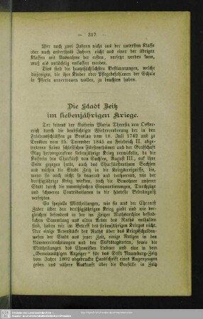 Die Stadt Zeitz im siebenjährigen Kriege
