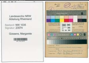 Entnazifizierung Margarete Gossens , geb. 12.01.1913 (Buerogehilfin)