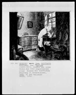 Eine Kammer des 1912 abgerissenen Hauses der Wolffschen Stiftung in Ockershausen