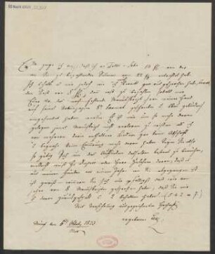 Brief an B. Schott's Söhne : 05.10.1833