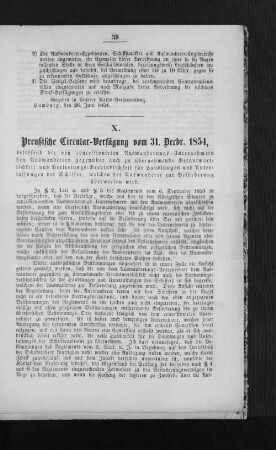Preußische Circular-Verfügung vom 31. Decbr. 1854