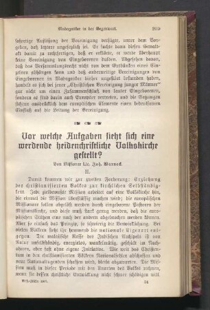 Vor welche Aufgaben sieht sich eine werdende heidenchristliche Volkskirche gestellt ? II