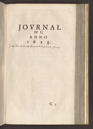 Jovrnal No. C. Anno 1625.