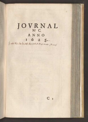 Jovrnal No. C. Anno 1625.