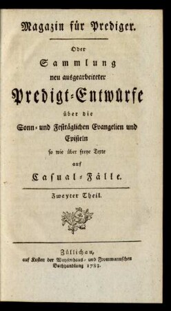Zweyter Theil 1783: Magazin für Prediger
