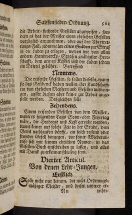 561-572, Vierter Articul. - Sechster Articul.