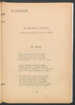 La alborada : Segunda parte - (Obra de los 15 a los 18 años)