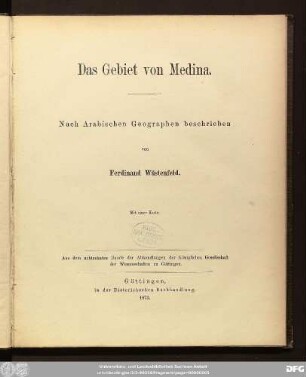 Das Gebiet von Medina : mit einer Karte