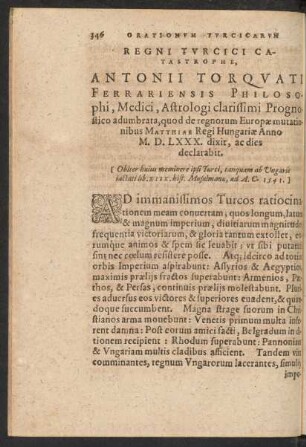 Regni Turcici Catastrophe, Antonii Torquati ...