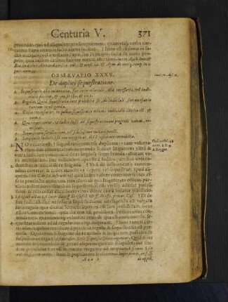 Observatio XXXV. De duplici sequestratione.