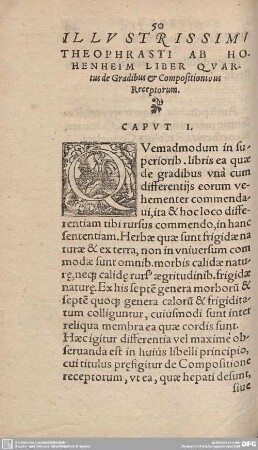 Illustrissimi Theophrasti ab Hohenheim Liber Quartus de Gradibus et Compositionibus Receptorum.