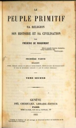 Le peuple primitif : Sa réligion, son histoire et sa civilisation, I,2