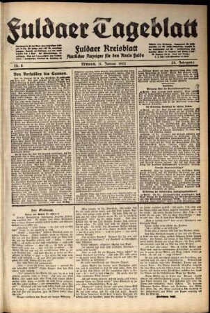 Ausgabe vom Mittwoch, den 11. Januar 1922.