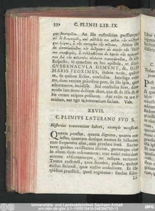 XXVII. C. Plinius Laterano Suo S. Historiae reverentiam haberi, exemplo monstrat.