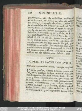 XXVII. C. Plinius Laterano Suo S. Historiae reverentiam haberi, exemplo monstrat.