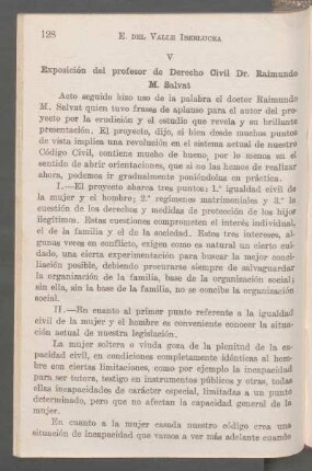V - Exposición del profesor de Derecho Civil Dr. Raimundo M. Salvat