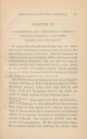 Chapter XI. Commercial and industrial schools, training schools, and newspapers and magazines