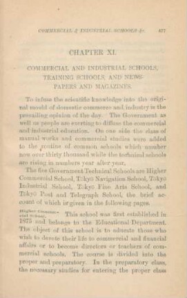 Chapter XI. Commercial and industrial schools, training schools, and newspapers and magazines