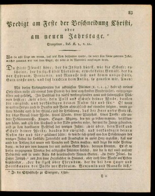 Predigt am Feste der Beschneidung Christi, oder am neuen Jahrstage