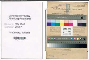 Entnazifizierung Johann Mausberg , geb. 21.06.1893 (Zugfuehrer)