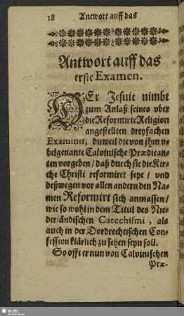 Antwort auff das erste Examen