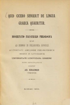 Quid Cicero senserit de lingua Graeca quaeritur ...