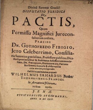 Disputatio Iuridica De Pactis