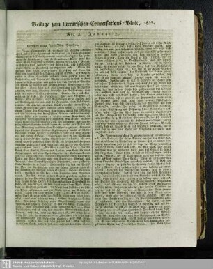 Beilage zum literarischen Conversations-Blatt, 1822. No. 3. Januar 21.