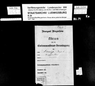 Strauß, Jakob; Viehhändler *28.07.1873 +08.08.1937 1. Ehefrau: Strauß, Ida geb. Weißmann 2. Ehefrau: Strauß, Selma geb. Berg *06.11.1880 Wohnort: Bad Mergentheim