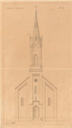 Klumpp, Karl F. A.; Birkenhördt; Pfarrkirche - Aufriss