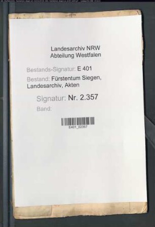 Kohlenregister des Amtes Siegen