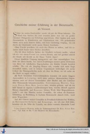 Geschichte meiner Erfahrung in der Bienenzucht, als Vorwort.