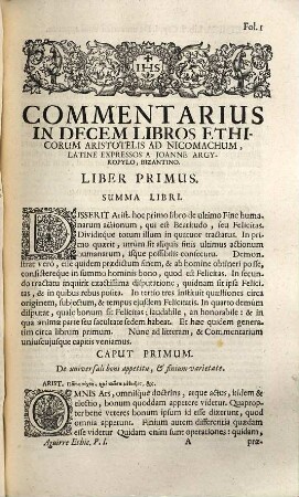 Philosophia Moralis, Ab Aristotele Tradita Decem Libris Ethicorum Ad Nicomachum, 1