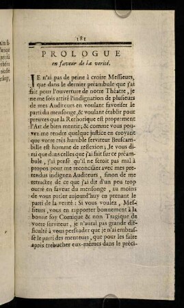 181-190, Prologue en faveur de la verité.
